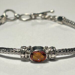 Citrine Sterling Silver Wheat Style Bracelet